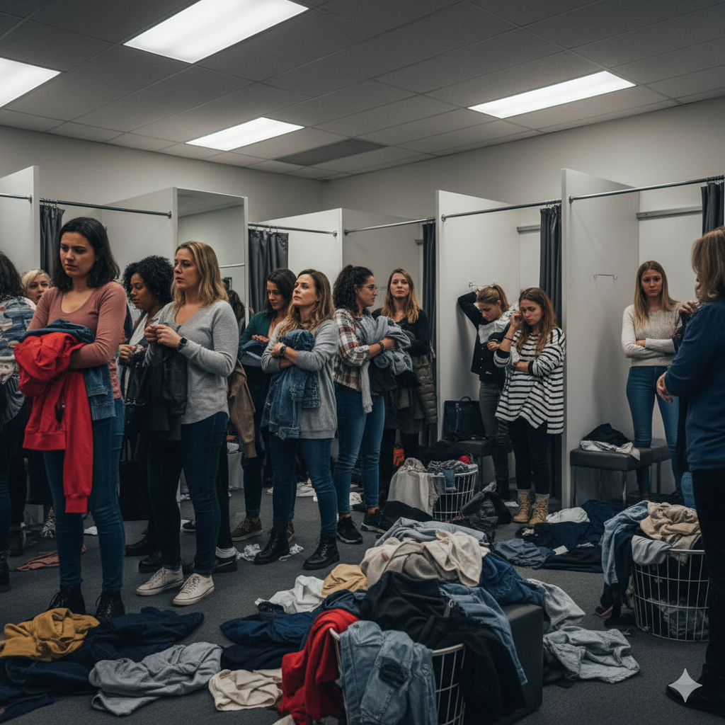 Before - Traditional Try-On: Time-consuming. Crowded. Limited.